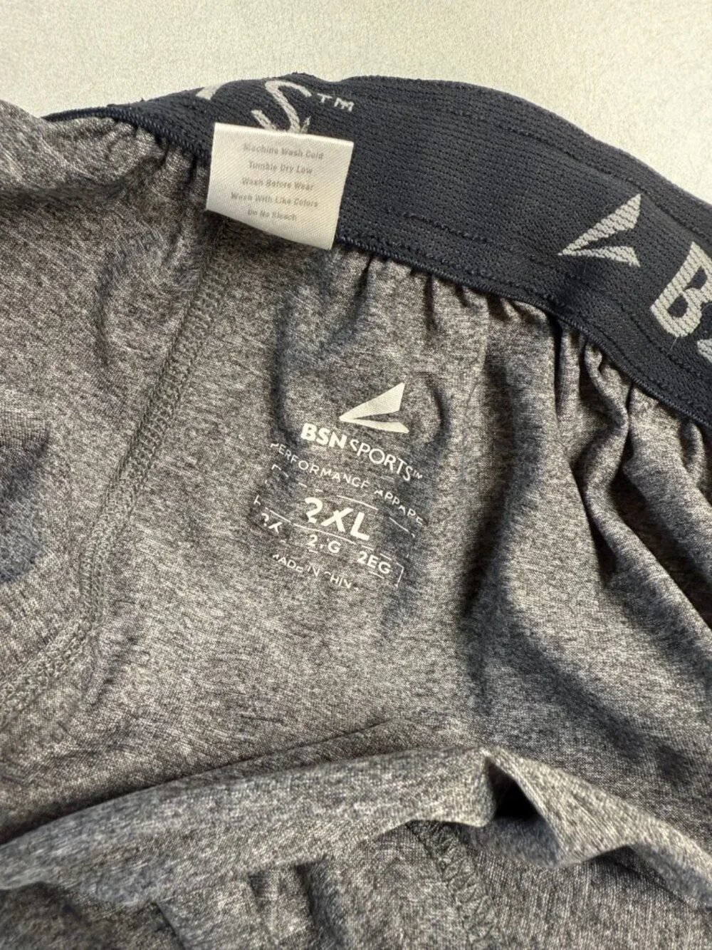 WORN BSN Sports Mens Beacon Claw Practice Shorts Elastic Waist Gray Size 2XL